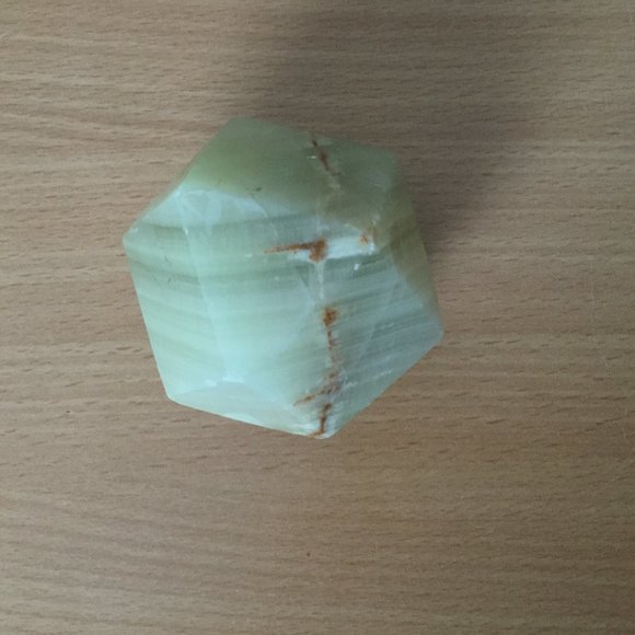 Solid stone paper weight geometric shape green and brown unique decoration - Picture 6 of 6